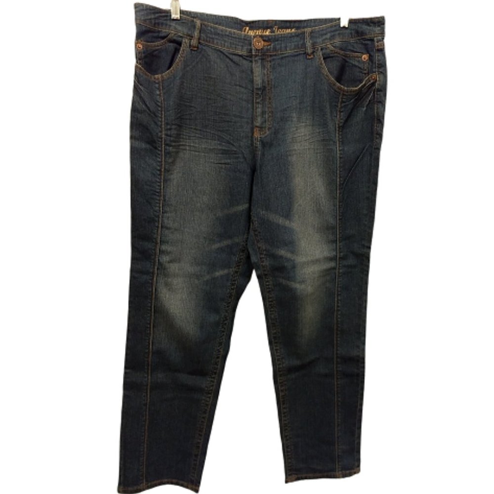 Avenue Distressed Dark Denim Jeans Size 22 Average